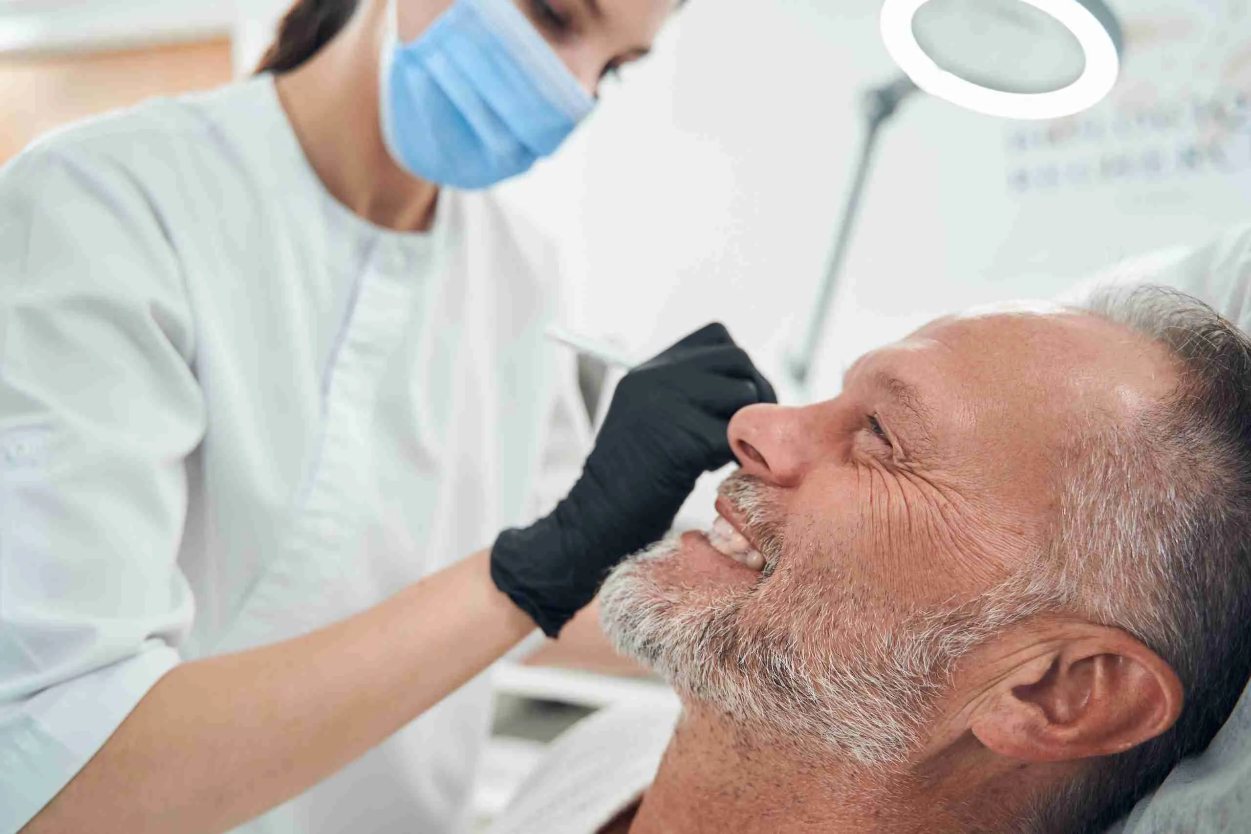 Man having skin care procedure